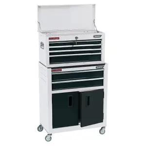 Draper  Combined Roller Cabinet and Tool Chest, 6 Drawer, 24", White 19576