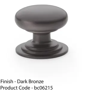 Stepped Round Door Knob - Dark Bronze 32mm Classic Kitchen Cabinet Pull Handle