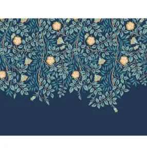 Origin Murals Cascading Rosehip - Indigo and Teal Matt Smooth Paste the Wall Mural 350cm wide x 280cm high