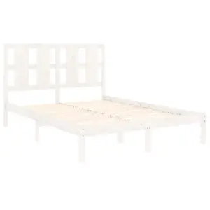 Berkfield Bed Frame White Solid Wood Pine 140x190 cm