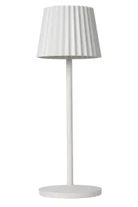 Lucide Justine Cottage Rechargeable Table lamp Outdoor - LED Dim. 2700K - IP54 - With wireless charging pad - White