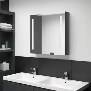 Berkfield LED Bathroom Mirror Cabinet Shining Grey 62x14x60 cm