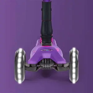 Maxi Micro Deluxe Scooter | Foldable With Light Up Wheels | 3 Wheel Scooter For 5-12 Year Olds | Purple Micro Scooters