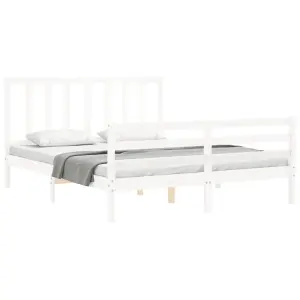 Berkfield Bed Frame with Headboard White 160x200 cm Solid Wood