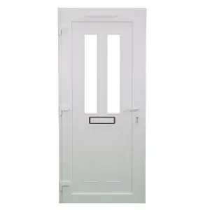 Fortia Chesil Frosted Glazed Anthracite RH External Front Door set, (H)2085mm (W)920mm