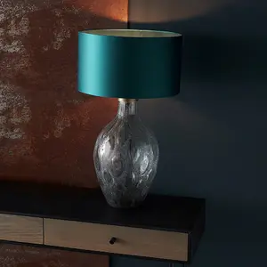 Luminosa Vibo Table Lamp Charcoal Artisan Glass & Matt Antique Brass Plate