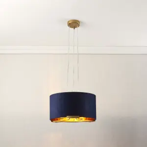 Eternal Contemporary Matt Navy Gold effect 3 Lamp Light pendant, (Dia)430mm