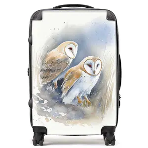 Barn Ano Owls Watercolour Suitcase - Medium