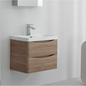 Stanhope 600mm Single Bathroom Vanity with Integrated Stone Basin Light Oak