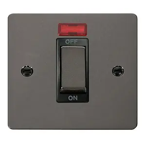 Flat Plate Black Nickel 1 Gang Ingot Size 45A Switch With Neon - Black Trim - SE Home