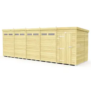 20 x 7 Feet Pent Security Shed - Single Door - Wood - L214 x W589 x H201 cm