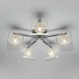 Litecraft Verona Chrome 5 Arm Wire Globe Ceiling Light