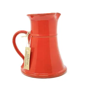 Selena Glazed Hand Dipped Kitchen Dining Large Flat Based Jug Red 1L (H) 20cm