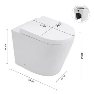 White Back to Wall Toilet Set Wall Mounted Elongated Toilet without Flush