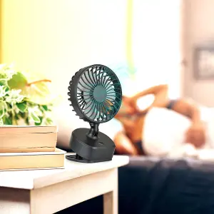 StayCool Mini 4" Portable USB Rechargeable Clip Desk Fan - Black