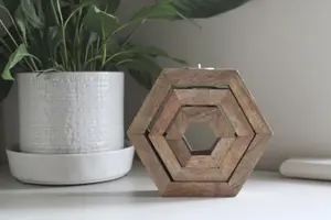 Set of Three Hexagon Tealight Holders 20cm