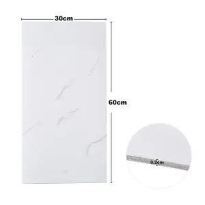 Elegant White PVC 10 Pack Self-Adhesive Waterproof Easy Peel-and-Stick Installation Marble Tile Stickers 60x30cm