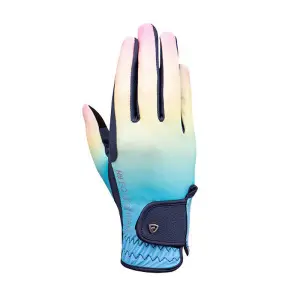 Hy Unisex Adult Ombre Riding Gloves Navy/Pastel (L)