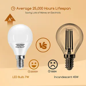 Aigostar E14 Small Edison Screw Golf Ball Bulb G45 SES LED Light Bulbs 7W 3000K Warm White