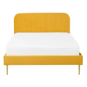 Velvet EU Double Size Bed Yellow FLAYAT