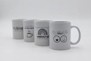 4pc Inspirational Ceramic White Mugs