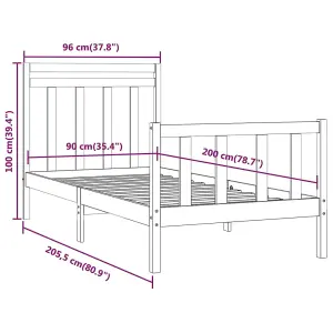 Berkfield Bed Frame Solid Wood Pine 90x200 cm