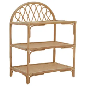 Interiors by Premier Sturdy Three Tier Natural Rattan Shelf Unit, Durable Shelving Unit, Versatile Shelf Unit, Kitchen Rack