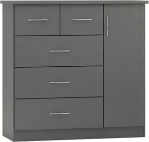 Nevada 1 Door 5 Drawer Low Wardrobe Grey Effect