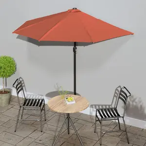 Berkfield Balcony Parasol with Aluminium Pole Terracotta 270x135x245 cm Half