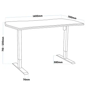 Dellonda Height-Adjust Electric Sit & Stand Gaming Desk - Carbon Fibre Desktop