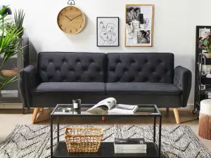 Beliani Modern Sofa Bed BARDU Black Velvet