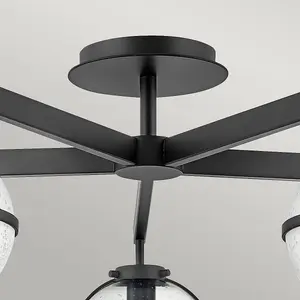 Luminosa Hollis 5 Light Multi Arm Semi Flush Ceiling Lamp, Black IP44