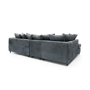 Harriet Crushed Chenille Large Left Facing Corner Sofa in Dark Grey