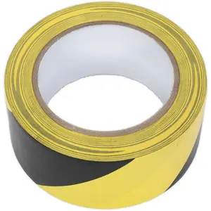 Durable 50mm x 33m Black & Yellow Hazard Warning Tape for Safety Marking