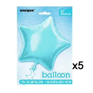 Unique Party Star Foil Balloon (Pack of 5) Baby Blue (One Size)