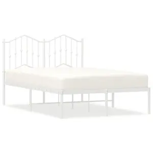 Berkfield Metal Bed Frame with Headboard White 120x200 cm