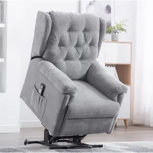 Barnsley Fabric Electric Dual Motor Riser Rise Recliner Lift Mobility Tilt Armchair Grey