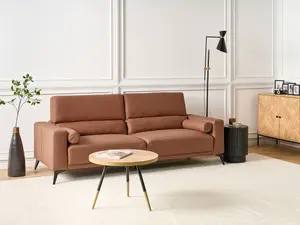 3 Seater Faux Leather Sofa Brown ANGE