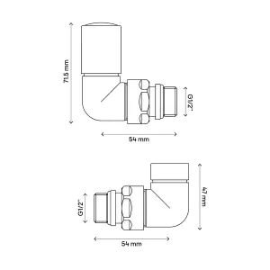 GoodHome Gloss chrome effect Corner Manual Radiator valve & lockshield, Pack of2