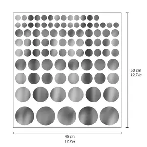 Walplus Silver Metallic Polka Dots X 4 Packs Kids Sticker PVC Silver