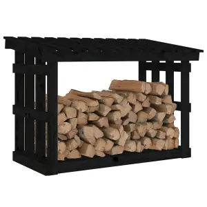 Berkfield Firewood Rack Black 108x64.5x77 cm Solid Wood Pine