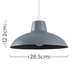 ValueLights Civic Pair of Dark Grey Metal Easy Fit Living Room Bedroom Ceiling Pendant Light Shades