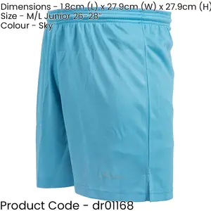 M/L JUNIOR Elastic Lightweight Football Training Shorts - Plain SKY BLUE 26-28"