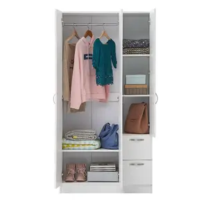 3 Door 2 Drawer Double Wardrobe In White