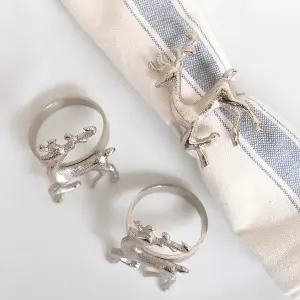 Melody Maison Set of 3 Silver Reindeer Napkin Rings