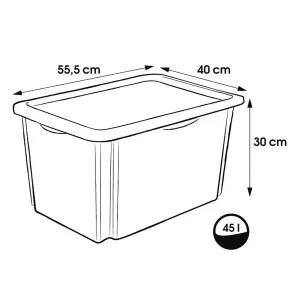 Keeeper Bambi Turn Around Stackable Box with Lid 45 Litre Transparent