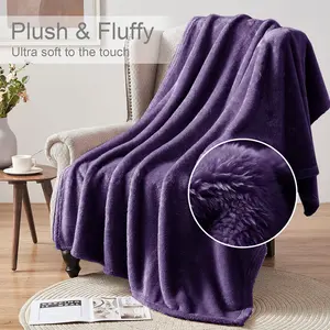 Makilah Sherpa Fleece Throw Fur  Blanket Purple / 270cm H x 230cm W