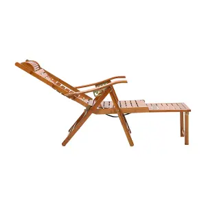 Brown Foldable Adjustable Balcony Wooden Bamboo Chair Lounge Chair