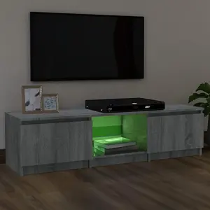 Berkfield TV Cabinet with LED Lights Grey Sonoma 140x40x35.5 cm