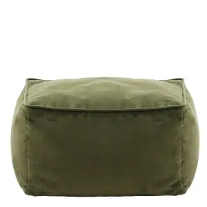 icon Amara Velvet Bean Bag Pouffe Olive Green